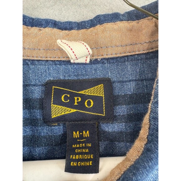 Vintage CPO Shirt Mens Medium Blue Denim Striped Navy Anchor Buttons Military - Picture 3 of 16